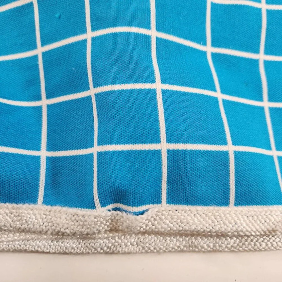 Girls Dress Blue Mod Check Pattern Black & White Collar 1970s 1960s Size 4-5 Vtg - Picture 10 of 13